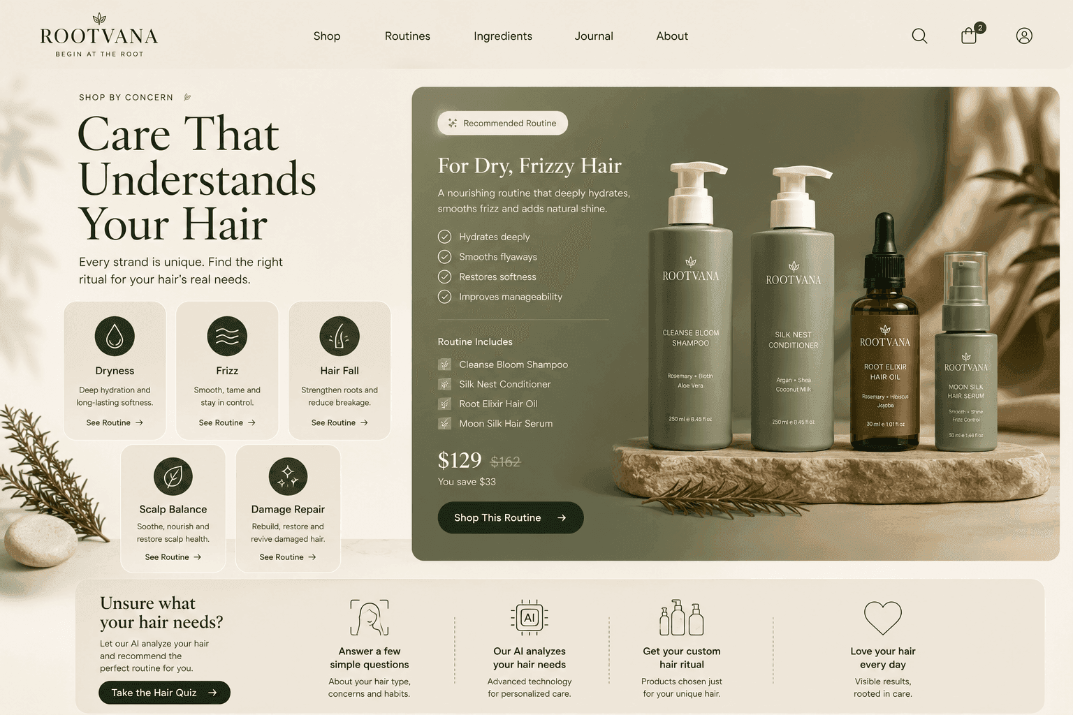 Rootvana additional brand system screen